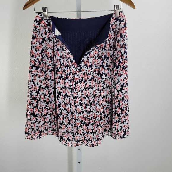 J. CREW Floral pleated mini skirt blue Sz 2 - Picture 4 of 6